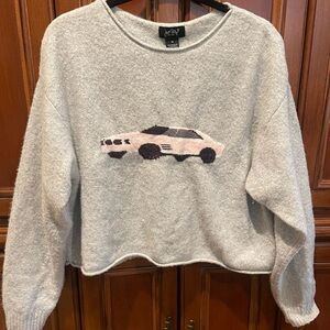 Gray Sweater with Car Design